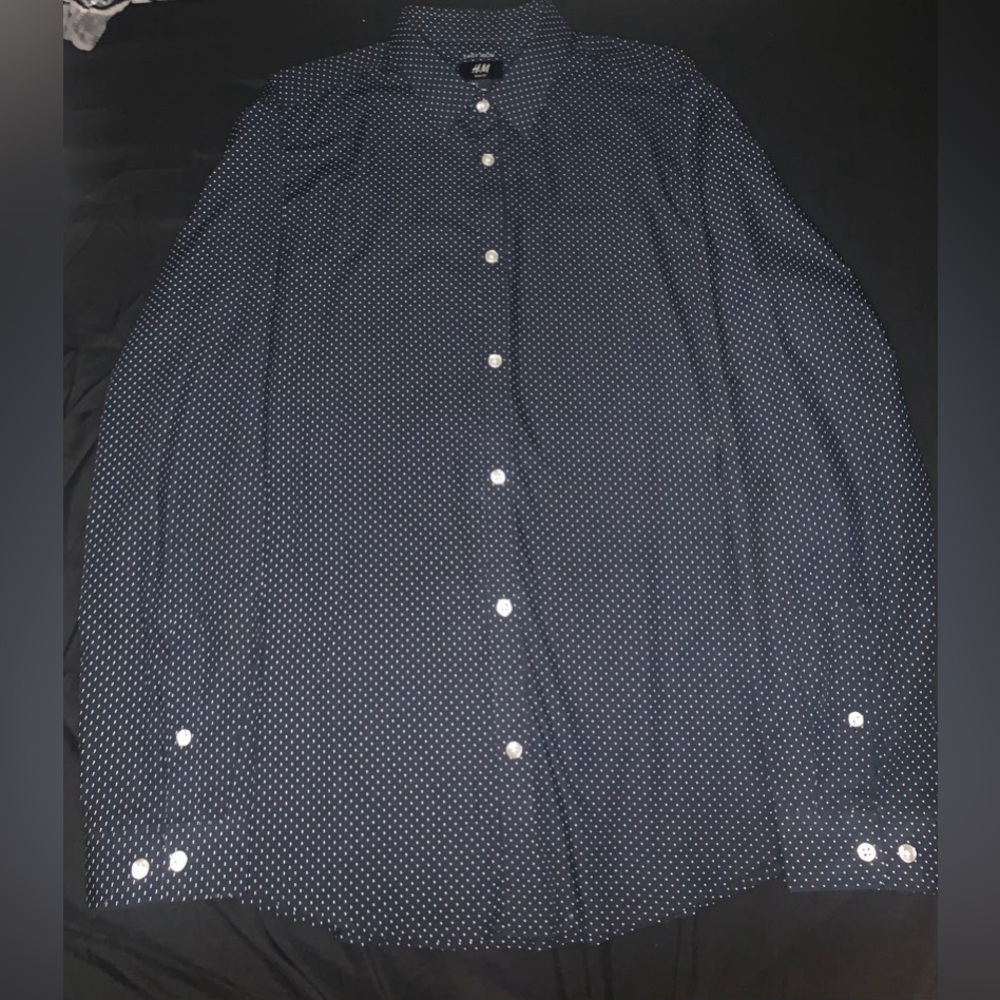 Mens H&M Polka Dot Button Down LongSleeve
